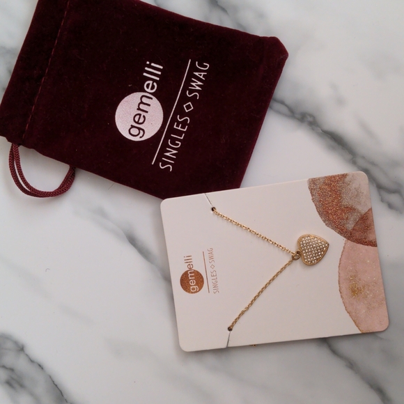 *3/$20* Gemelli Pave Heart Gold Necklace - Picture 2 of 3